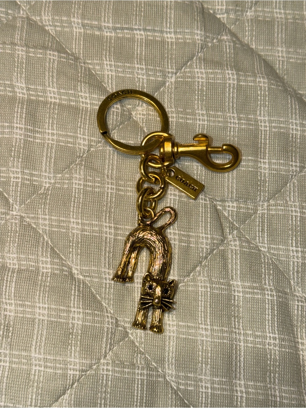 Coach Gold-Tone Cat Keychain Charm